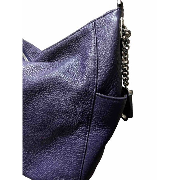 MICHAEL MICHAEL KORS Chain-Link Purple Leather, Silver Tone Hardware HOBO EUC - Picture 4 of 13